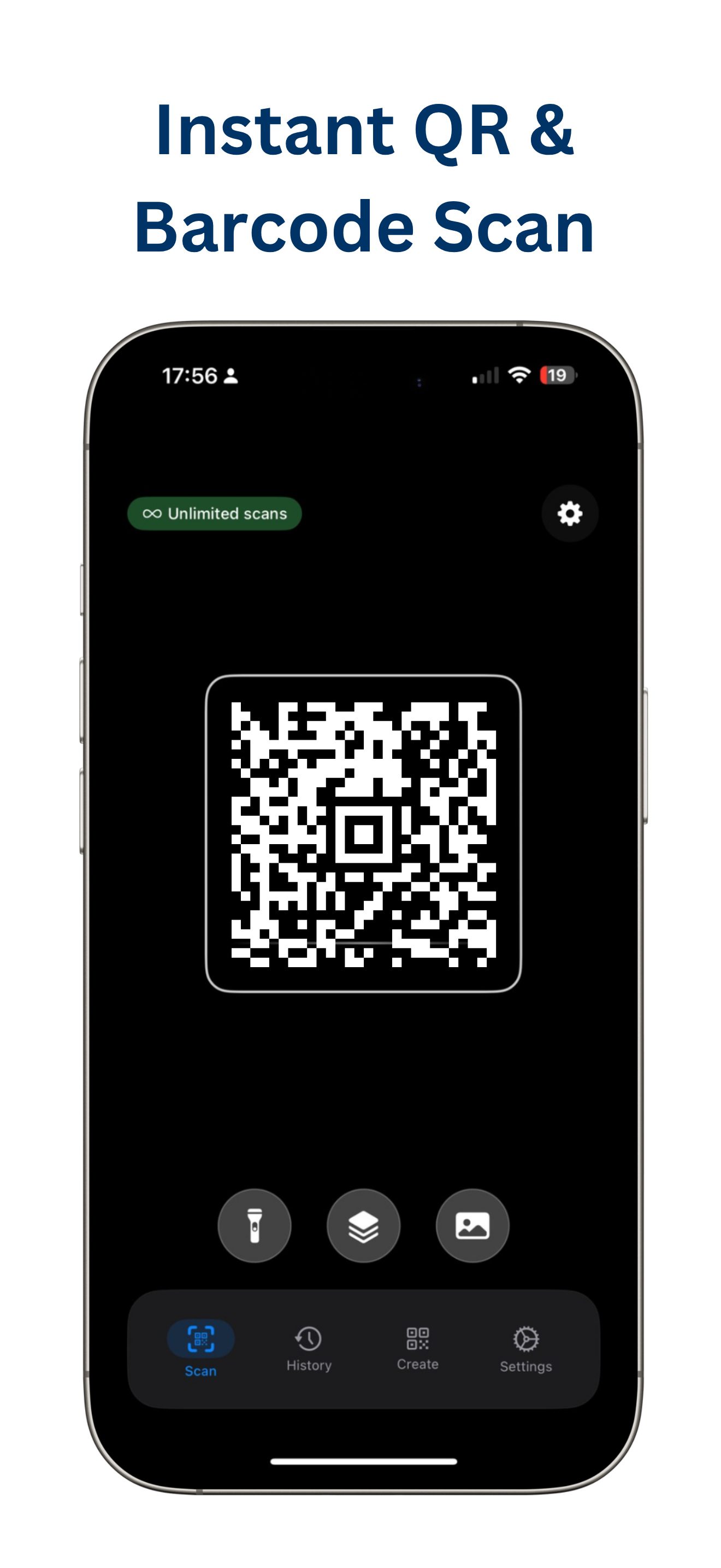 Link app scanning a QR code on iPhone
